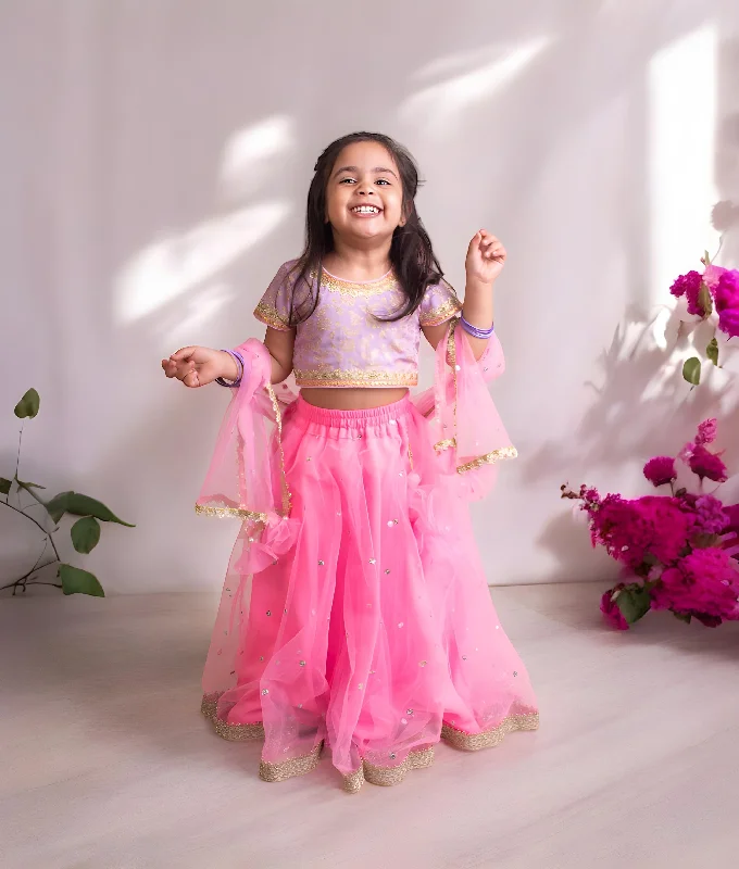 Comfortable Sneakers Pre-Order: Lilac Brocade Choli with Lehenga