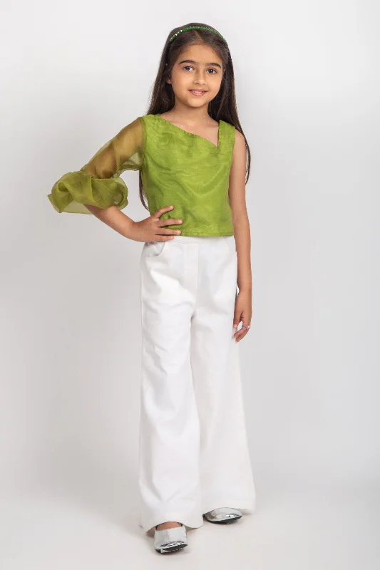 Pre-Order: Organza top with white pant