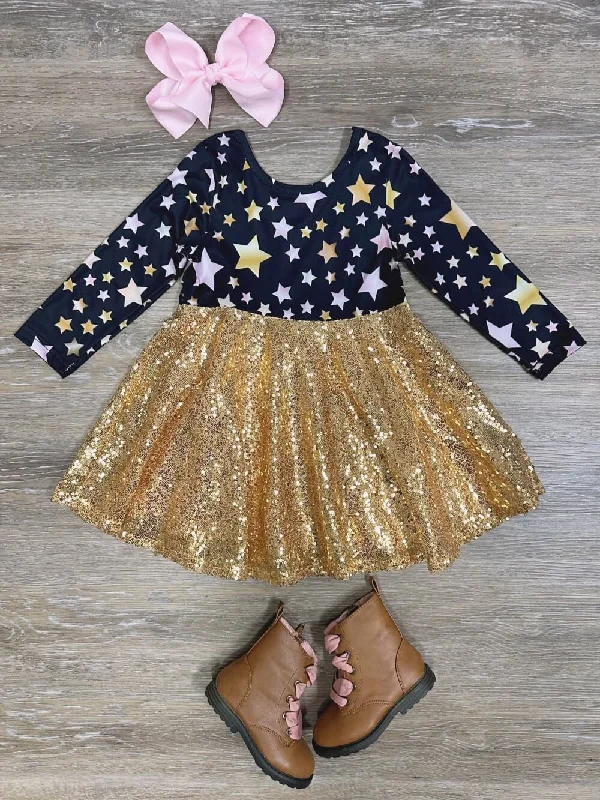 Shining Star Girls Gold Sequin Special Occasion Dress