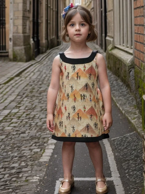 Dapper Suits Pre-Order: Pyramids and Tribes Print Pure Linen Dress