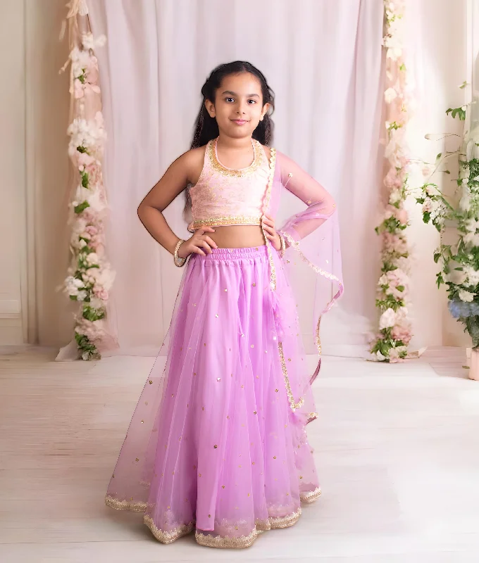 Statement Jackets Pre-Order: Pink Brocade Choli with Lehenga
