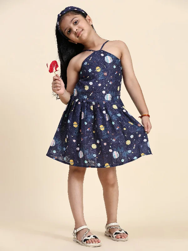 Printed Trousers Pre-Order:TopSkirt Styled Planet Print Pure Linen Dress