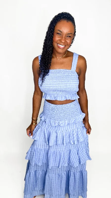 Slim Trousers Gingham Ruffle Romance Set