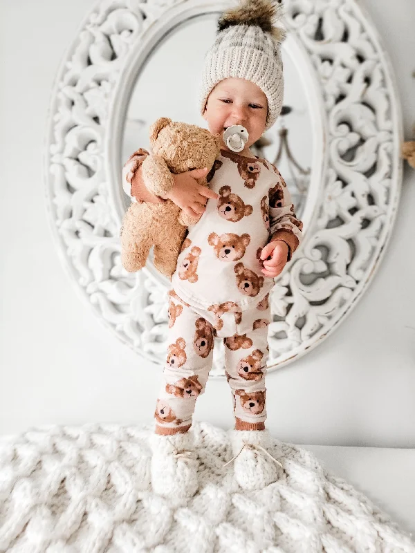 Winter Boots Unisex Toddler Kids 2 Piece Jogger Set - Cozy Teddy Bears