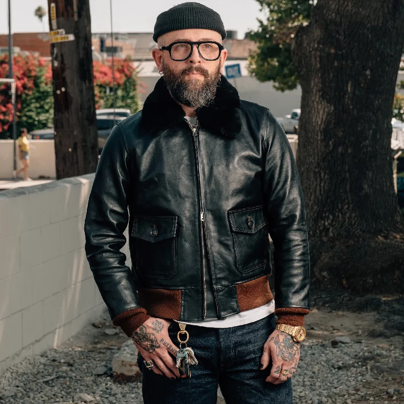 Double Helix x Snake Oil Provisions "Virgil" G-1 Flight Jacket Black Teacore