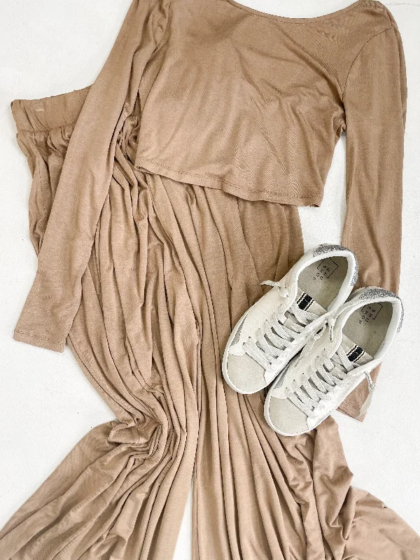 Taupe Jersey Long Sleeve Top and Pants