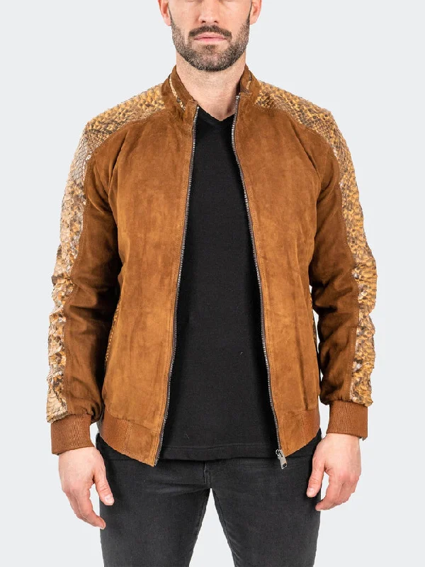 Maceoo Jacket | Leather PythonDesert Brown