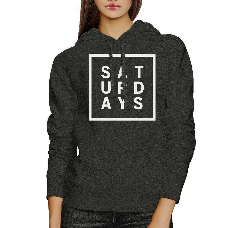 Sporty Chic Saturdays Unisex Charcoal Grey Hoodie Simple Typography Gift Ideas