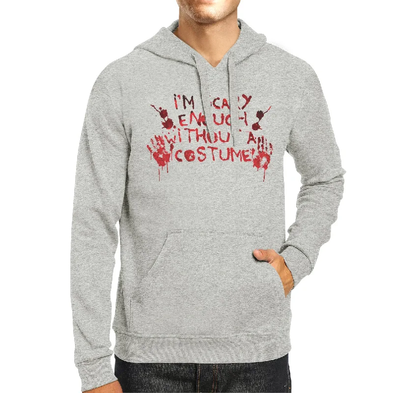 Active Gear Scary Without A Costume Bloody Hands Grey Hoodie
