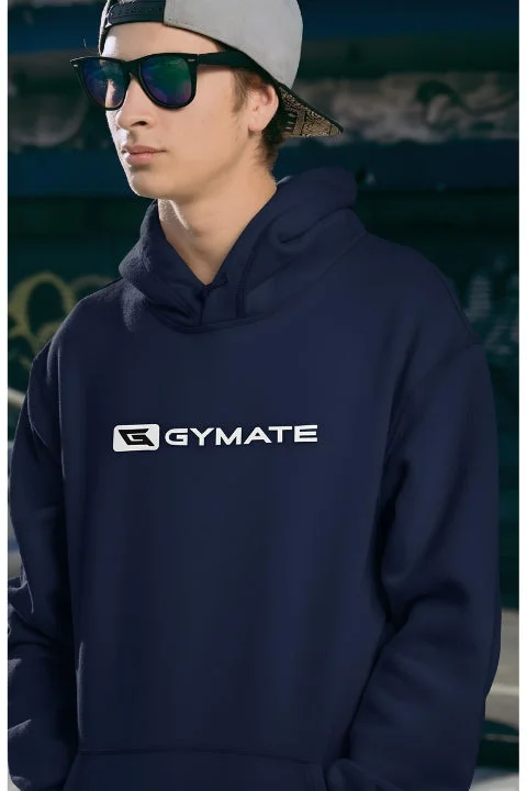 Urban Comfort Mens Sports Hoodie Athletic Essentials Navy [Large white logo]