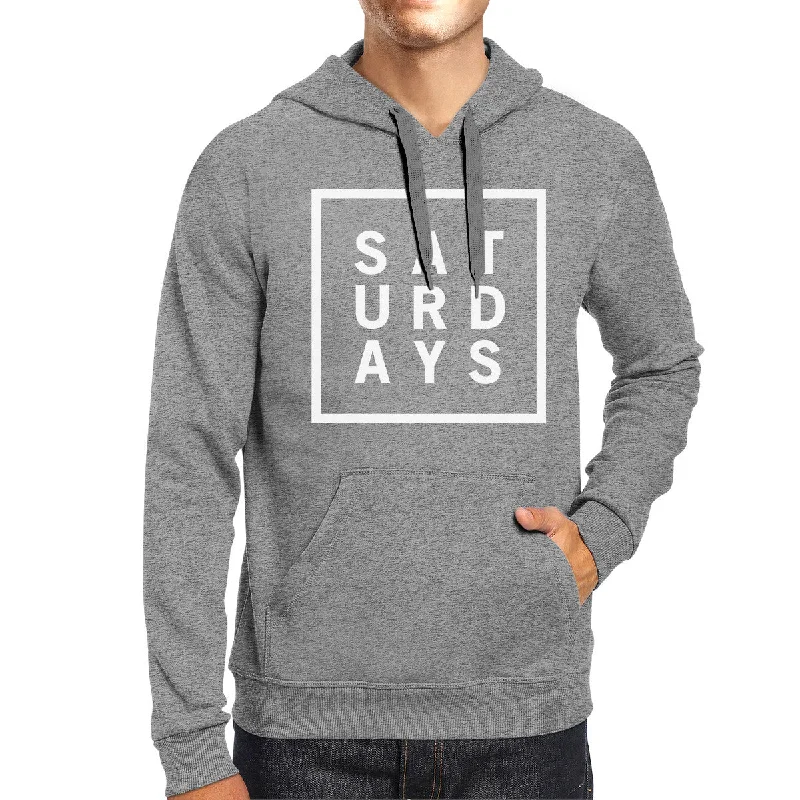 Comfy Apparel Saturdays Unisex Heather Gray Hoodie Simple Typography Gift Ideas