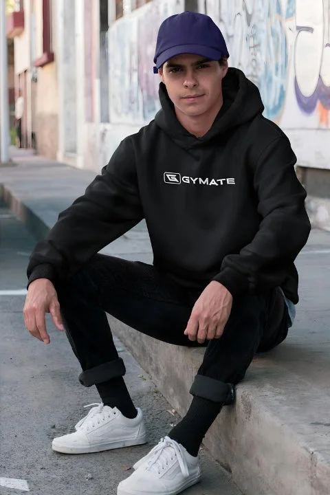 Versatile Style Mens Sports Hoodie Essentials Range Black [Large white logo]