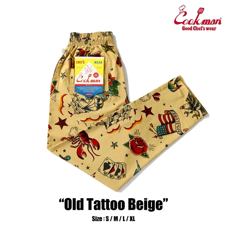 Casual Denim Cookman Chef Pants - Old Tattoo : Beige