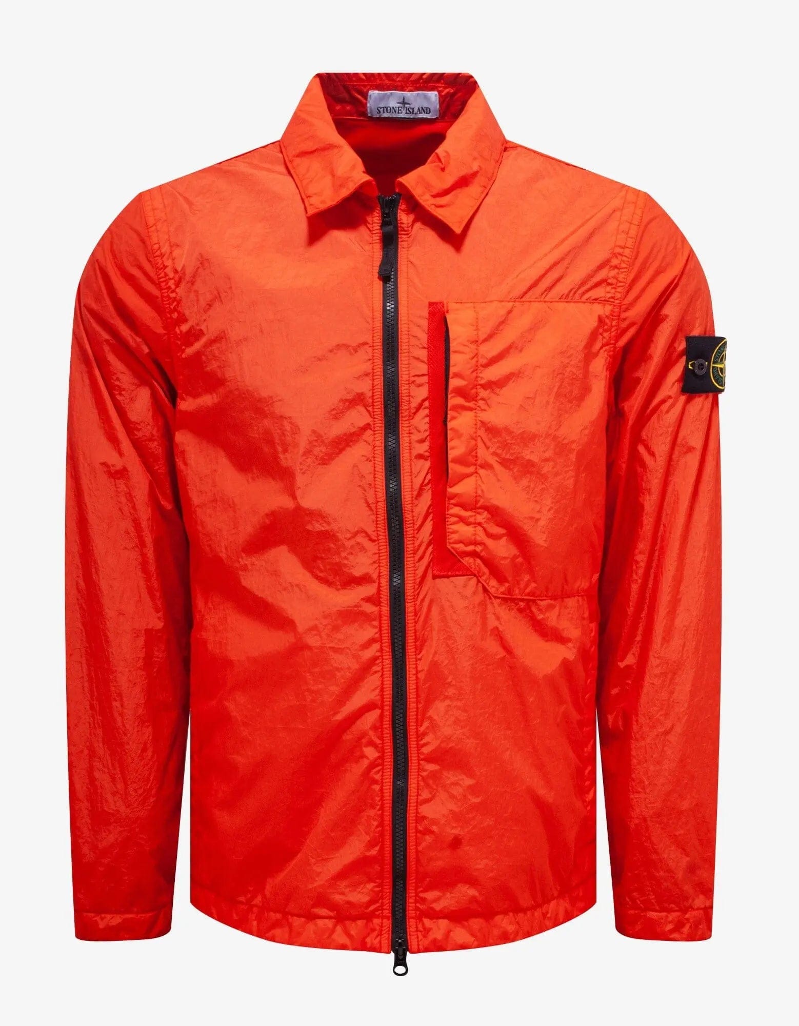 Stone Island Red Garment Dyed Nylon Overshirt