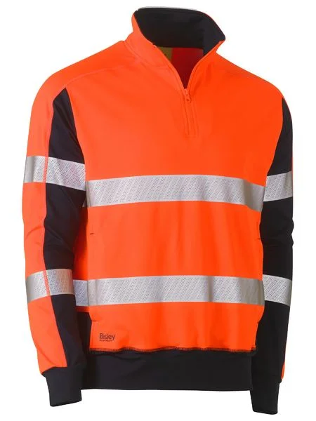 Functional Tops Bisley Hi Vis 2 Tone Taped Contrast Stretchy 1/4 Zip Pullover BK6817T