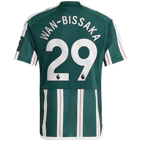 Quilted Jackets adidas Youth Manchester United Aaron Wan-Bissaka Away Jersey 23/24 (Green Night/Core White/Active Maroon)