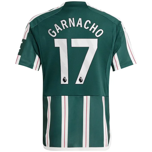 Stylish Polos adidas Youth Manchester United Alejandro Garnacho Away Jersey 23/24 (Green Night/Core White/Active Maroon)