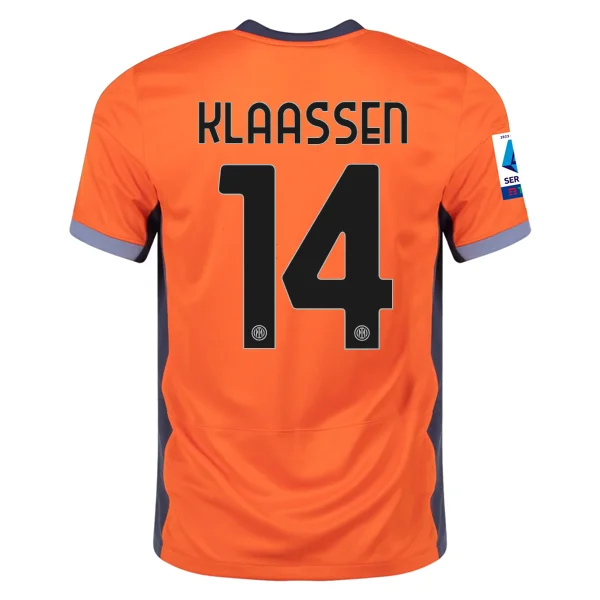 Nike Inter Milan Davy Klaasen Third Jersey w/ Serie A + Copa Italia Patches 23/24 (Safety Orange/Thunder Blue)