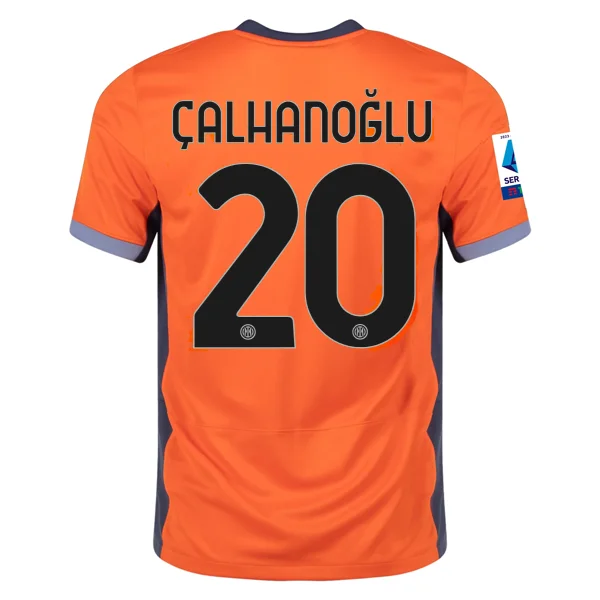 Nike Inter Milan Hakan Çalhanoğlu Third Jersey w/ Serie A + Copa Italia Patches 23/24 (Safety Orange/Thunder Blue)