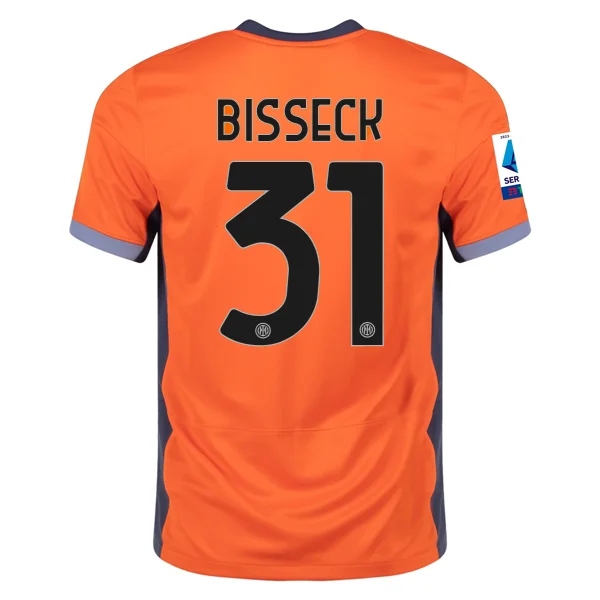 Nike Inter Milan Yann Aurel Bisseck Third Jersey w/ Serie A + Copa Italia Patches 23/24 (Safety Orange/Thunder Blue)