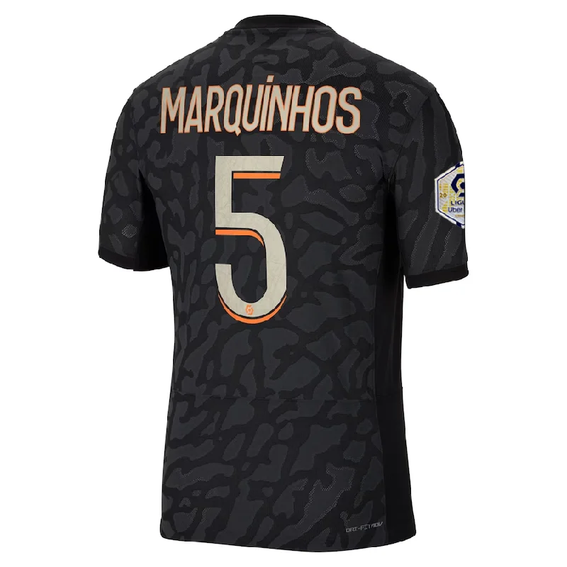 Nike Paris Saint-Germain Authentic Marquinhos Match Third Jersey w/ Ligue 1 Champion Patch  23/24 (Anthracite/Black/Stone)