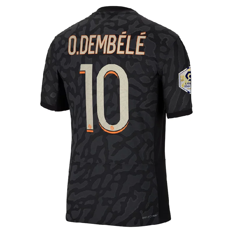 Nike Paris Saint-Germain Authentic Ousmane Dembele Match Third Jersey w/ Ligue 1 Champion Patch  23/24 (Anthracite/Black/Stone)