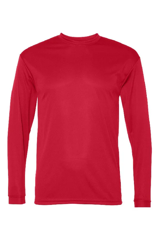 C2 Sport Mens Performance Moisture Wicking Long Sleeve Crewneck T-Shirt - Red