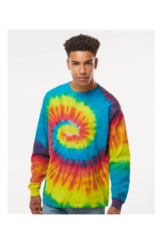 Colortone Mens Long Sleeve Crewneck T-Shirt - Reactive Rainbow