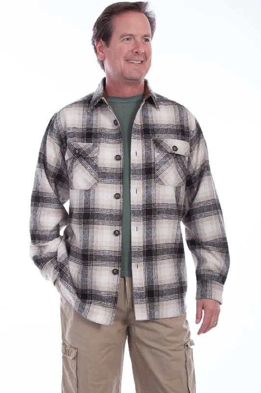 Scully Mens Black/White 100% Cotton Brawny Plaid L/S Shirt