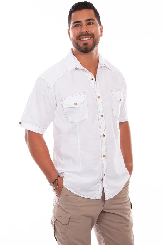 Scully Mens White 100% Cotton Beechwood S/S Shirt