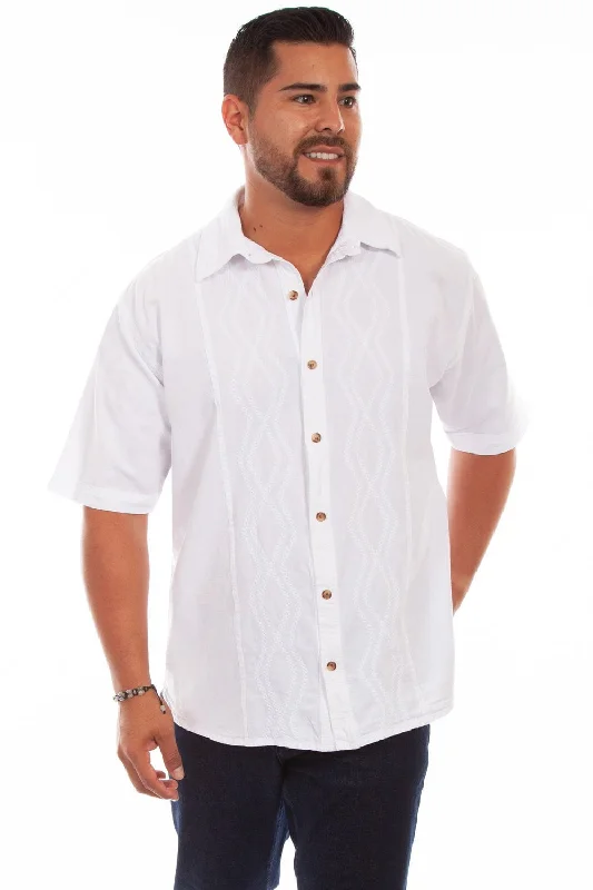 Scully Mens White 100% Cotton Trac S/S Shirt