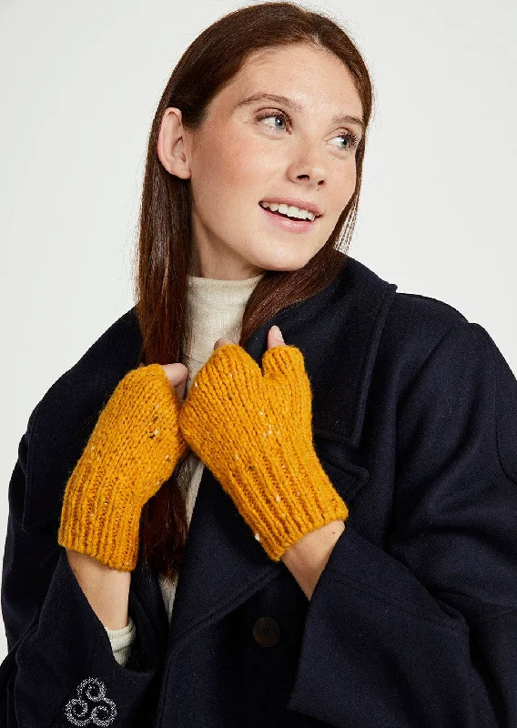 Aran Nepped Fingerless Mittens | Sunflower