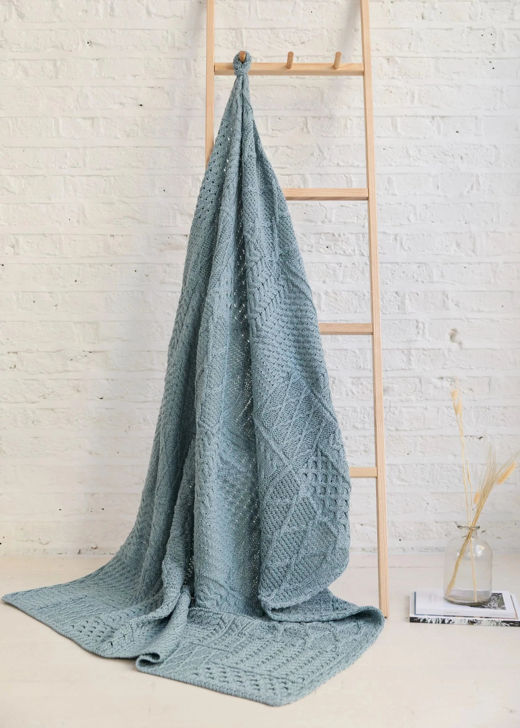 Aran Patchwork Blanket | Mist Marl