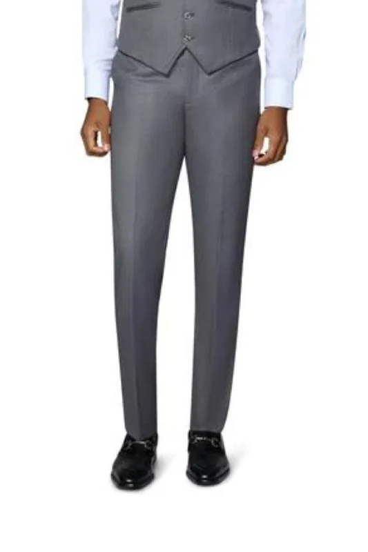 Stylish Trousers Berragamo Solid Slim Fit Pants - Medium Grey