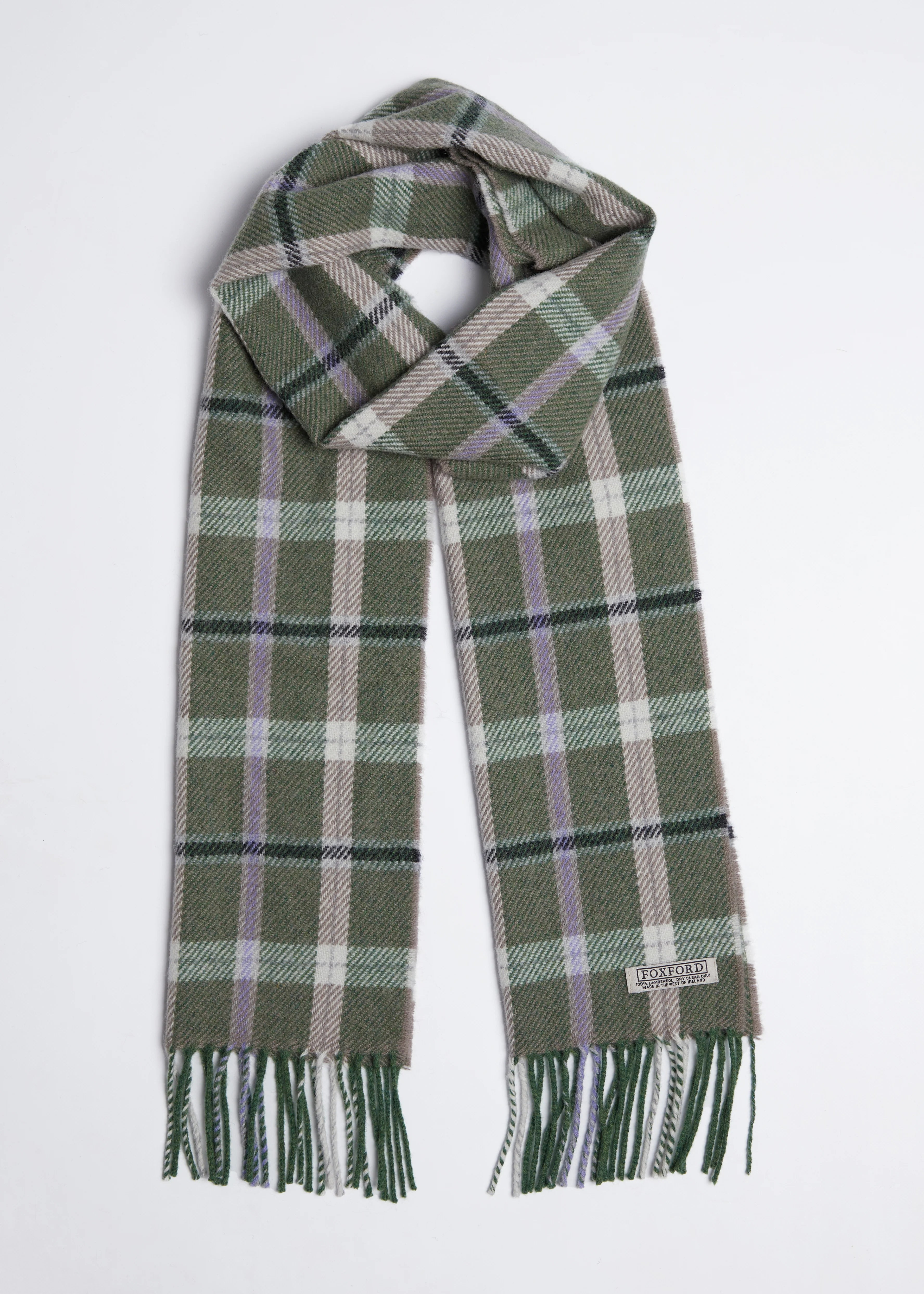 Foxford Lambswool Scarf | Green Mink