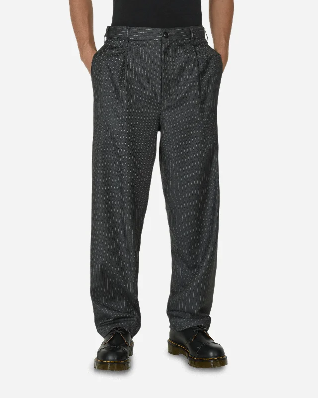 Stripe Volume Pleated Trousers Grey