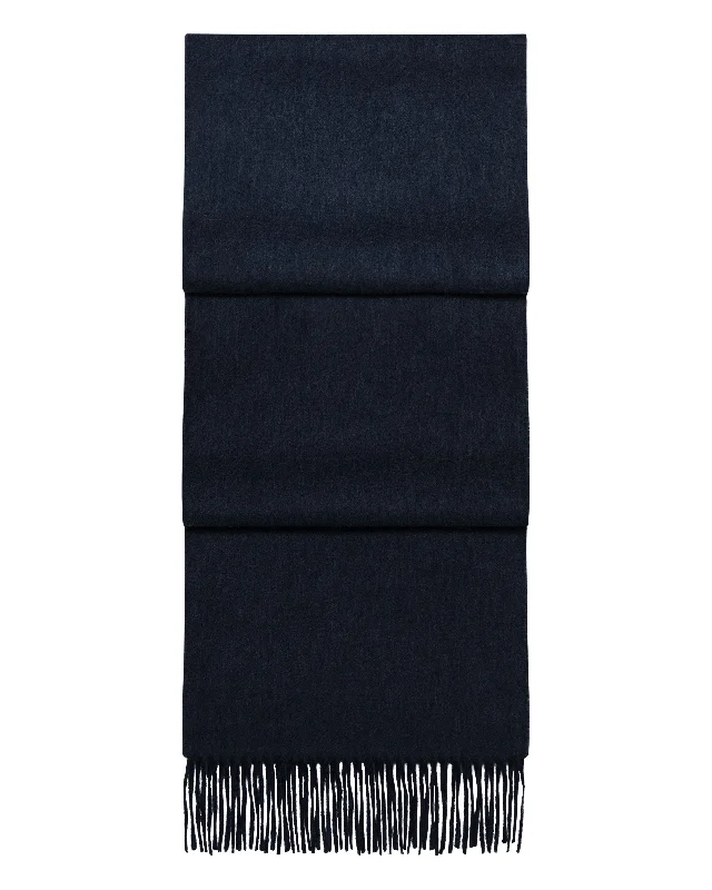 Unisex Doubleface Woven Cashmere Scarf Navy Blue