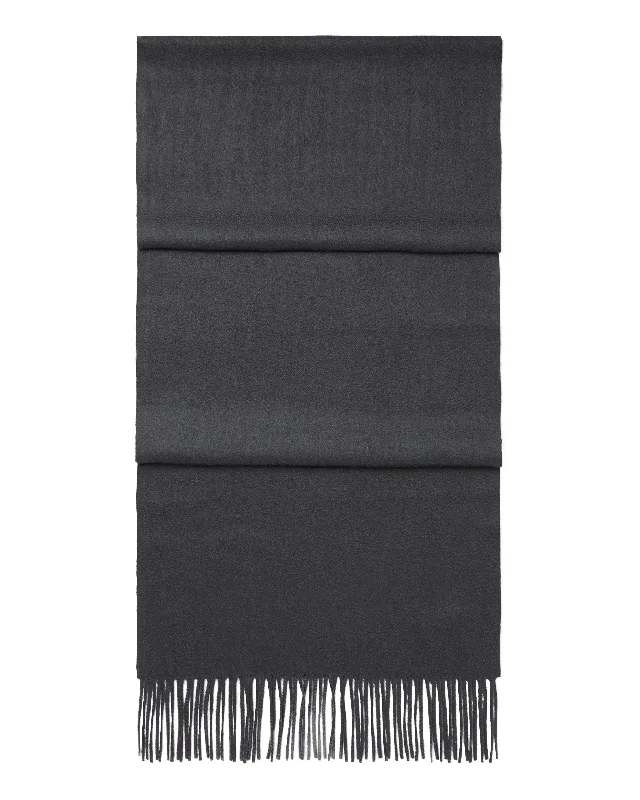 Unisex Large Woven Cashmere Scarf Anthracite Grey