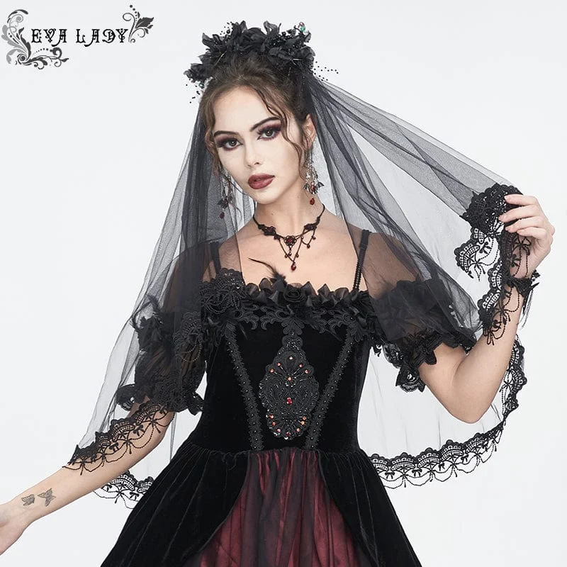 Women's Gothic Beaded Floral Lace Headwear