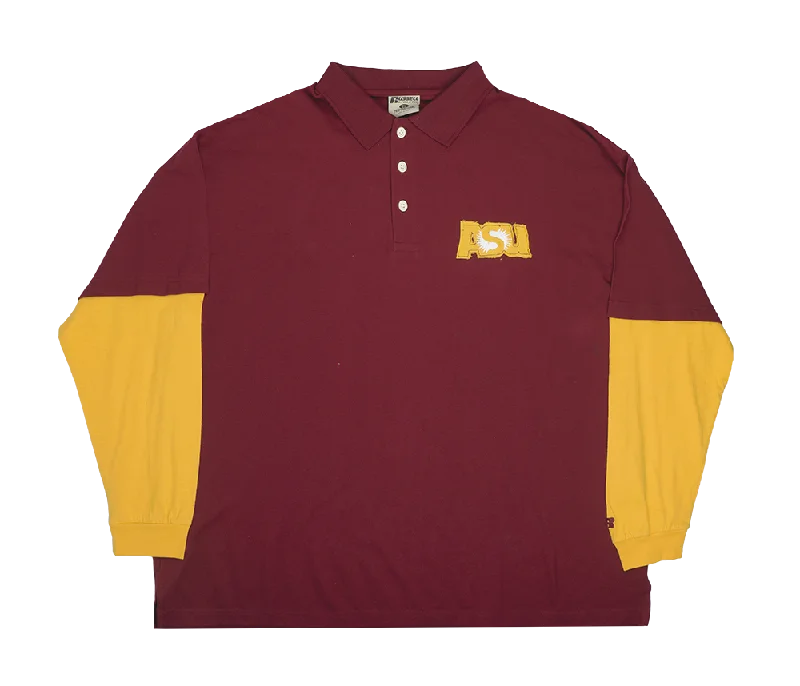 ARIZONA STATE ASU L/S POLO SHIRT BURGUNDY/YELLOW - RSLASULP