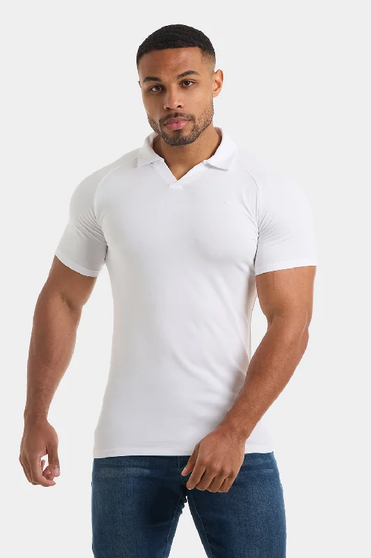 Jersey Buttonless Polo Shirt in White