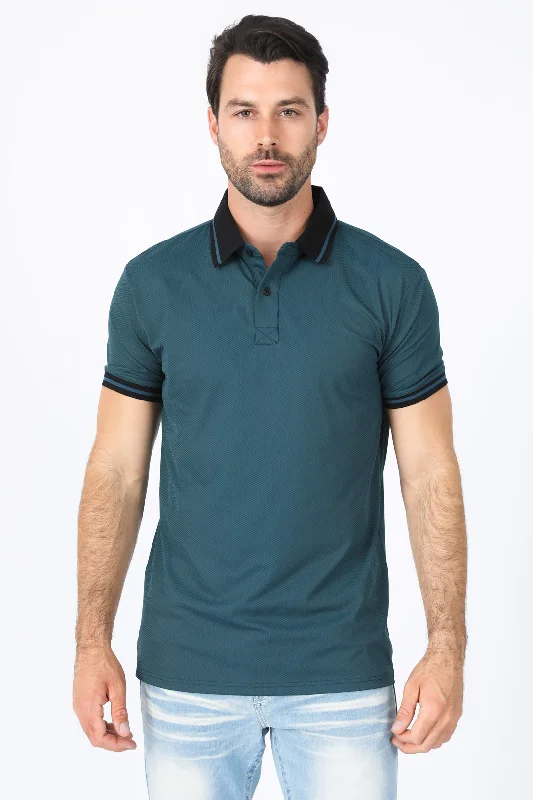 Mens Modern Fit Stretch Cotton Dark Teal Polo