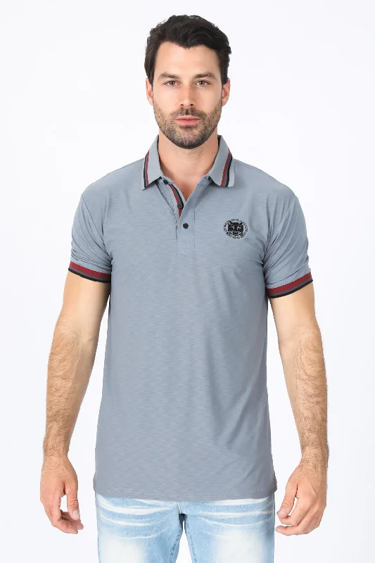 Mens Modern Fit Stretch Cotton Grey Polo