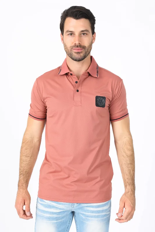 Mens Modern Fit Stretch Cotton Salmon Polo