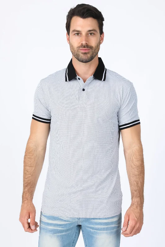 Mens Modern Fit Stretch Cotton White Polo