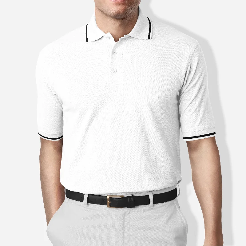 Polo Collar Stripe Tipped T-Shirt White