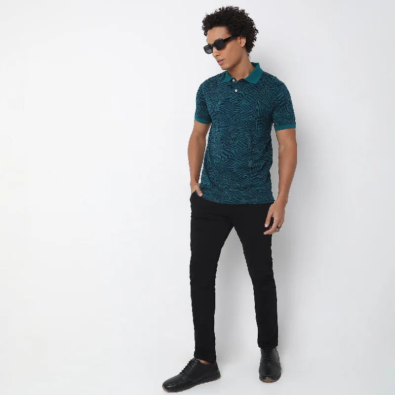 Casual Shirts Regular Fit Printed Polo T-Shirt