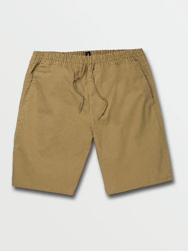 Cleaver Elastic Waist Stretch Shorts - Dark Khaki