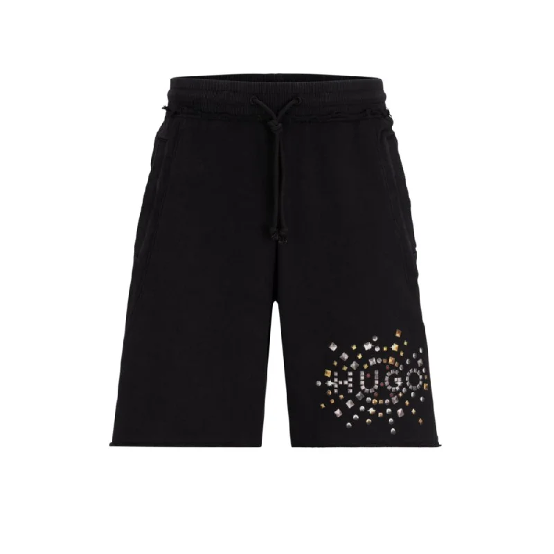 Cotton-terry shorts with stud-effect artwork