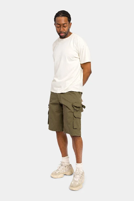 Essential Solid Relaxed Fit Chino Cargo Shorts